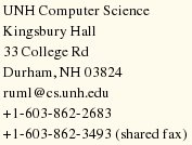 Wheeler Ruml's UNH address